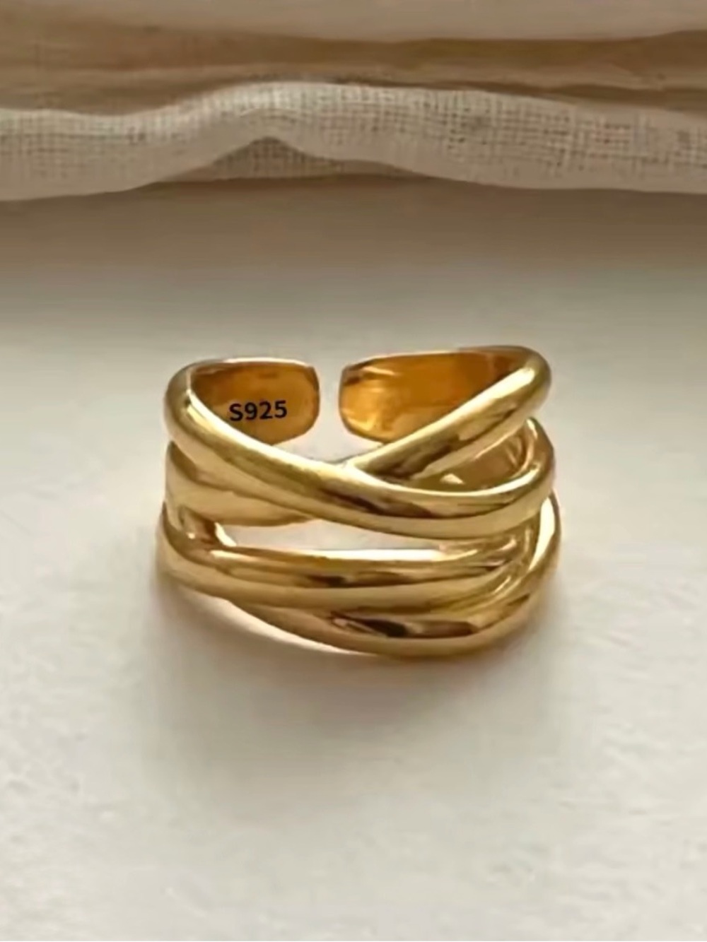 Brut Twist Ring 18k Gold Plated Adjustable MY02